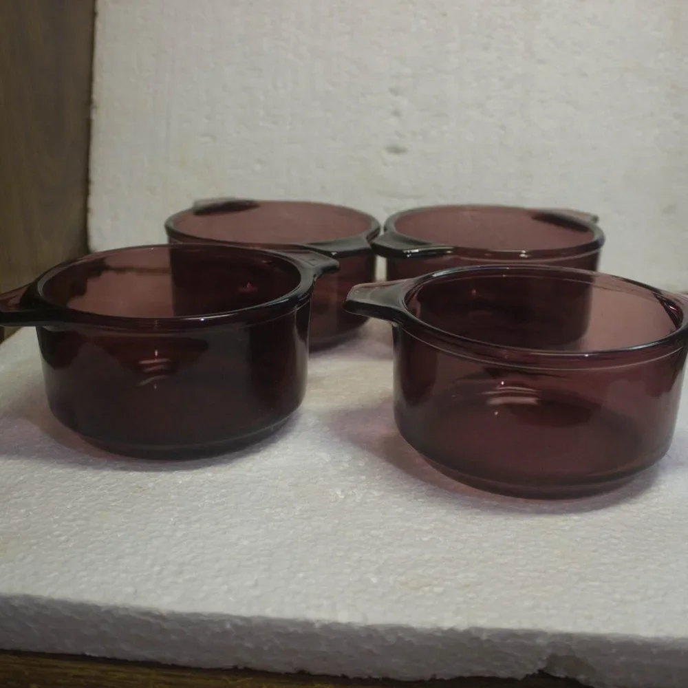 Vintage Pyrex Style Cranberry Small Casserole Dishes Set of 4 Made in Mexico